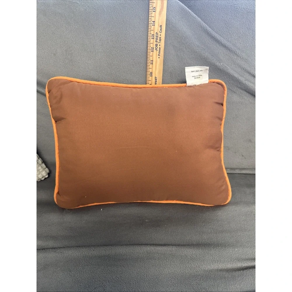 Brown Embroidered Decorative Throw Pillow Orange Gold Medallion 12x16 RN 91519